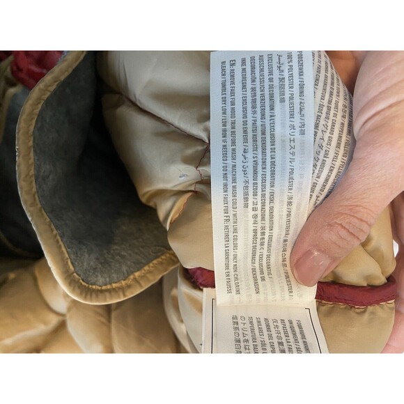 Abercrombie Fitch Down Quilted Jacket Medium Burgundy Womens Hooded Long Button - Picture 13 of 16